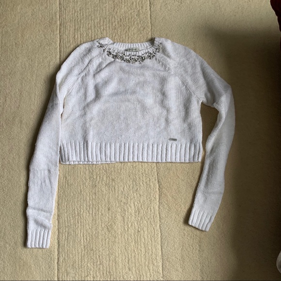 Abercrombie Jeweled Neckline cropped sweater S